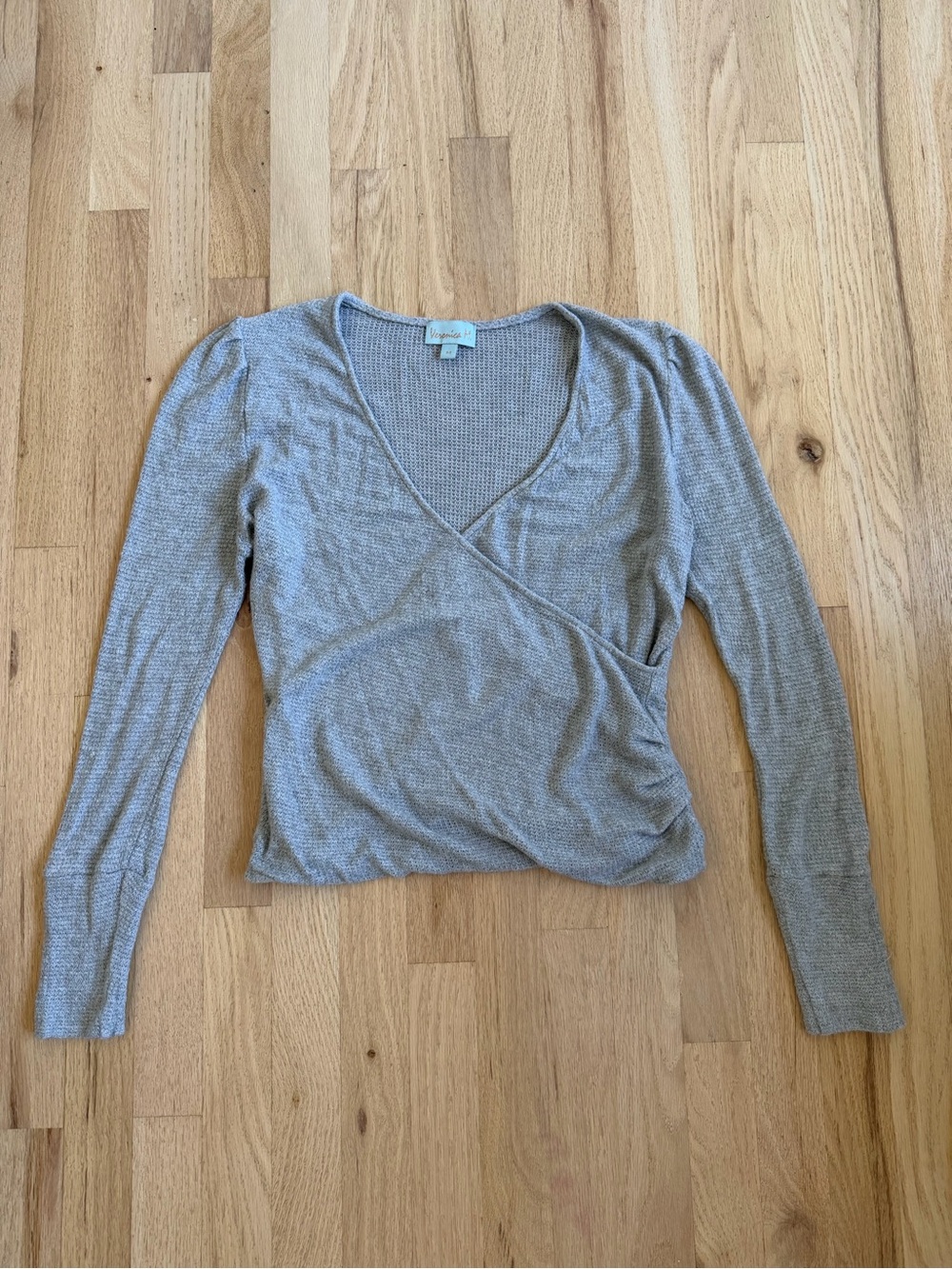 Veronica M Faux Wrap Knit Top | Gray | Size M